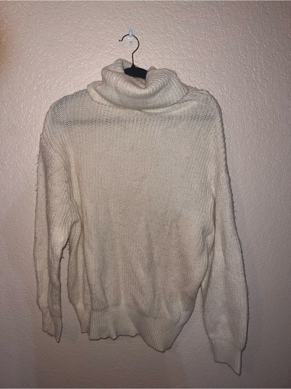 Women's Cream Turtleneck Knit Oversized Sweater
